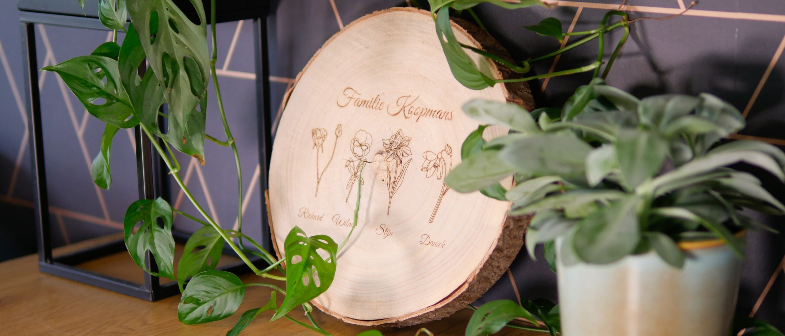 Houten Schijf - Familie Geboortebloemen - Afbeelding 2