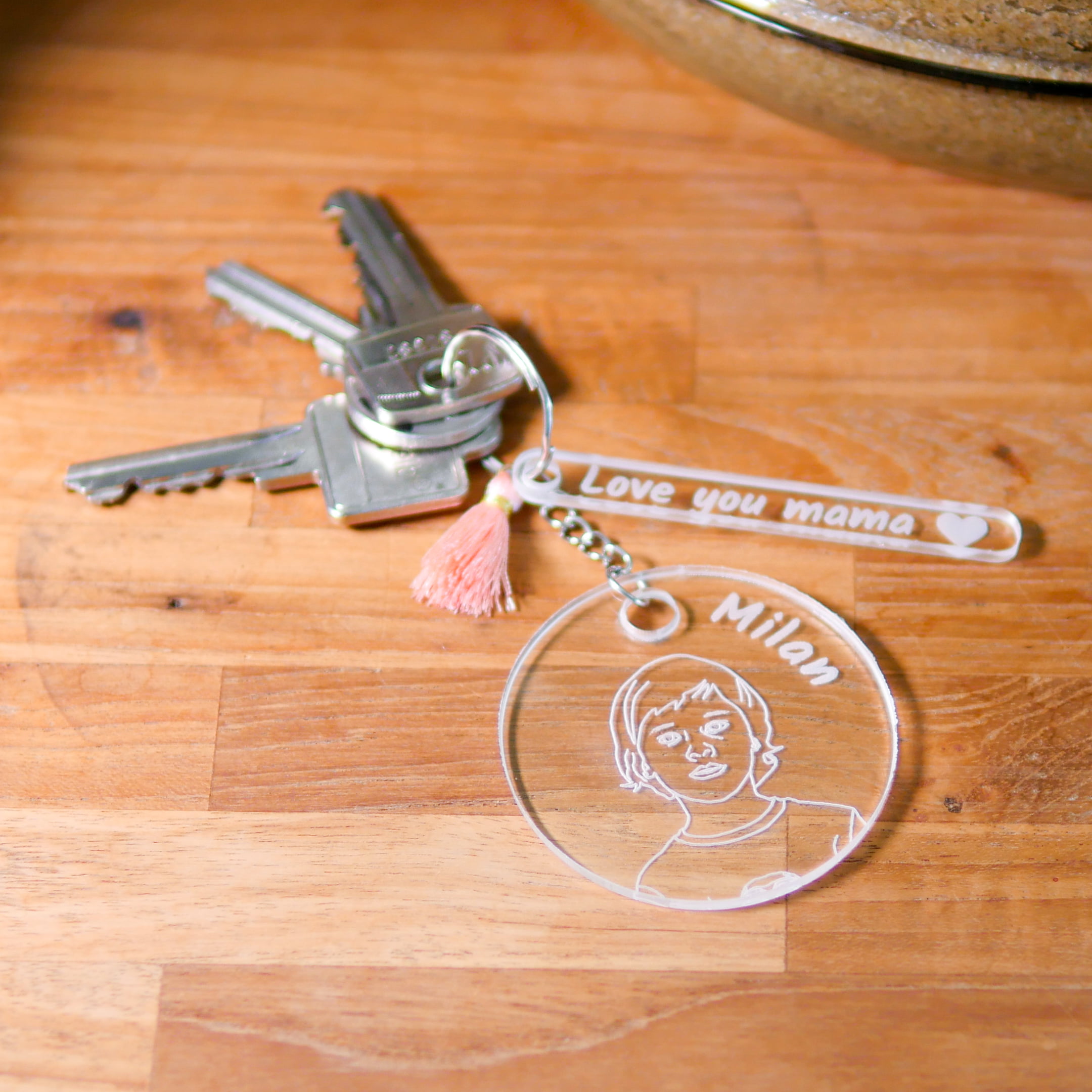 Sleutelhanger, Lijntekening met Tekst - Afbeelding 2