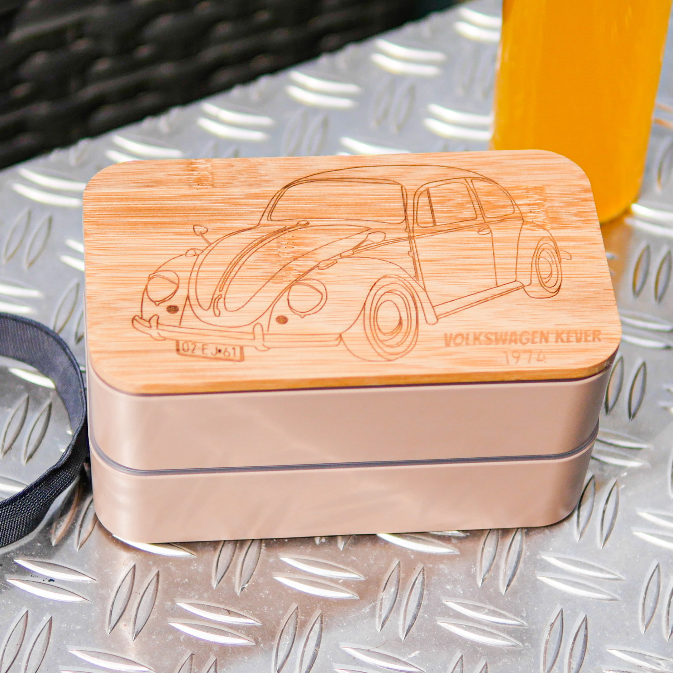 Lunchbox Bamboe - Eigen Auto - Lijntekening