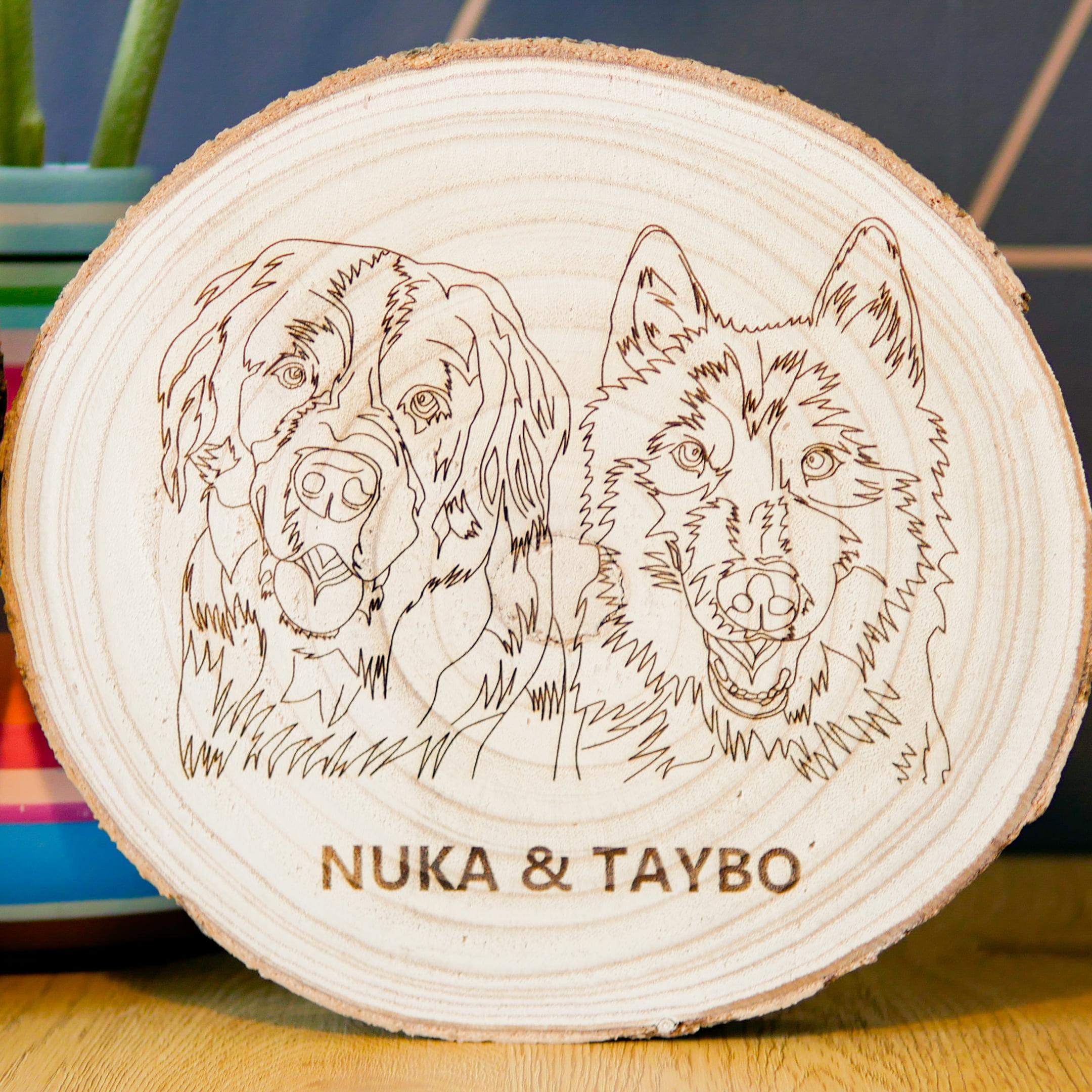 Houten Schijf - Lijntekening Huisdier - Afbeelding 2